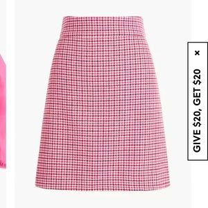 J. Crew Pink Houndstooth Pencil Skirt